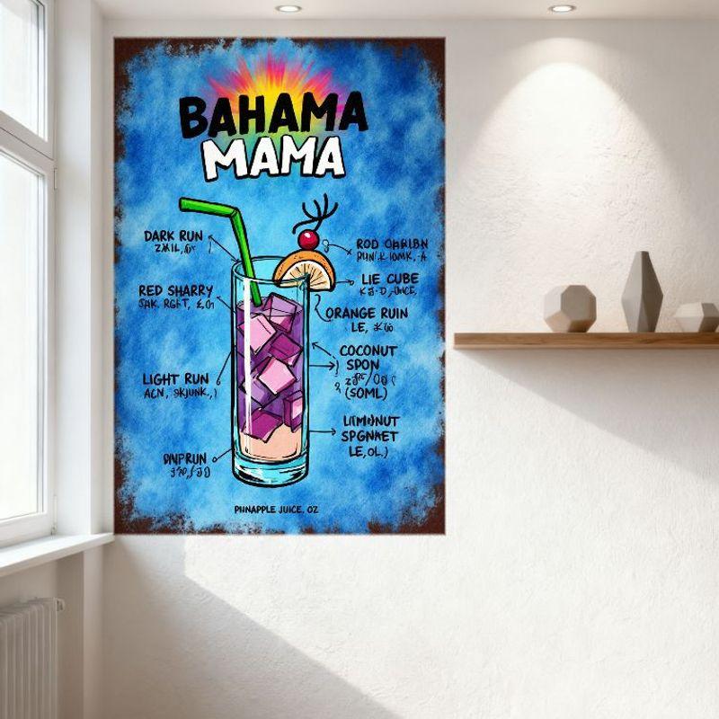 Buntes Handgezeichnetes Cocktail-Rezept Metallblechschild Vintage Bar Cafe Wanddeko Plakette für Zuhause Man Cave Kunst Geschenk