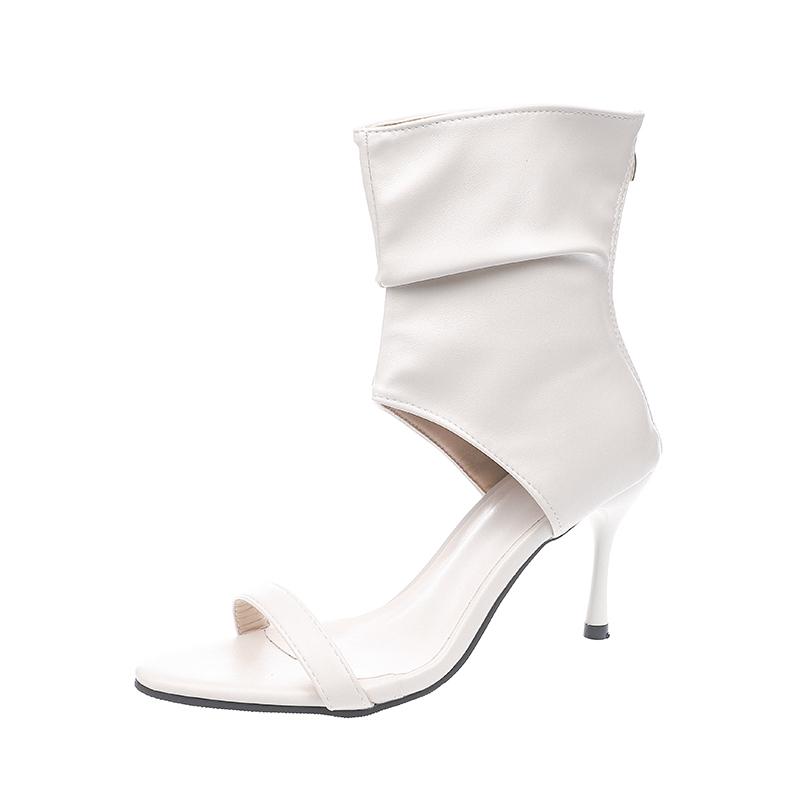 

Модные новые сандалии Летняя мода Круглый носок Открытый носок Ремешок на одной линии Задняя молния Противоскользящие Износостойкие Каблуки-шпильки 35