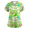 Women's Valentine's Day Printed Loose V-Neck Pocket Short Sleeve Uniform  Uniform