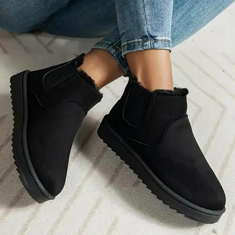 Women Ankle Boots Fur Flats Platform Designer Shoes Plush Warm Snow Boots Women Luxury Outdoor Casual Shoes for Women