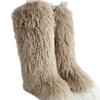 2025 Women's Winter Imitation Fur Beach Wool Boots European and American Tall Tube 40 Long Tube 50 Snow Boots Shoes
