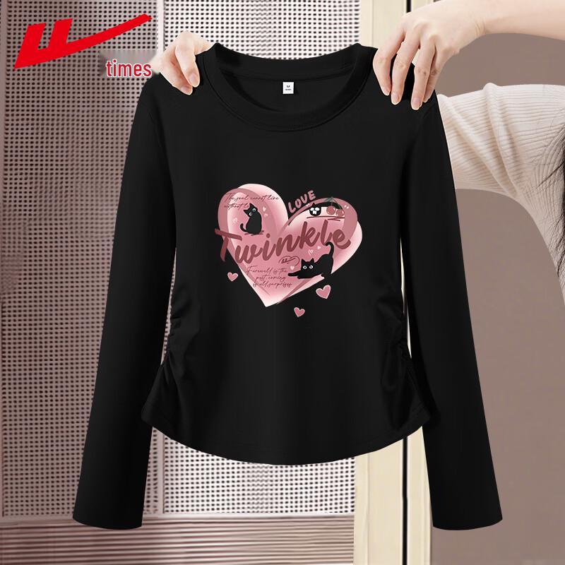 Warrior Women s Cherry Cat Shirred Long Sleeve T-Shirt M