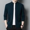 Spring Men'S Young And Middle-Aged Half-Turtleneck Long-Sleeved Half-High Zipper Cardigan Casual Simple Wool Sweater