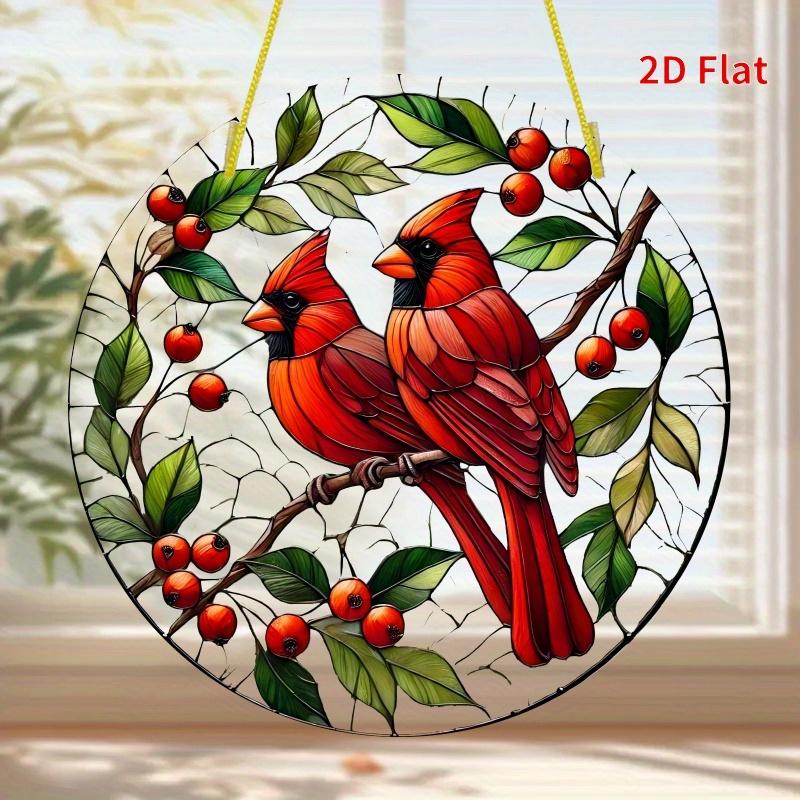 with Vibrant Red Cardinals and Berries Design, Four Seasons Decoration, Novelty Home Decor, Perfect Durable for Bedroom, Store, Office, Kitchen