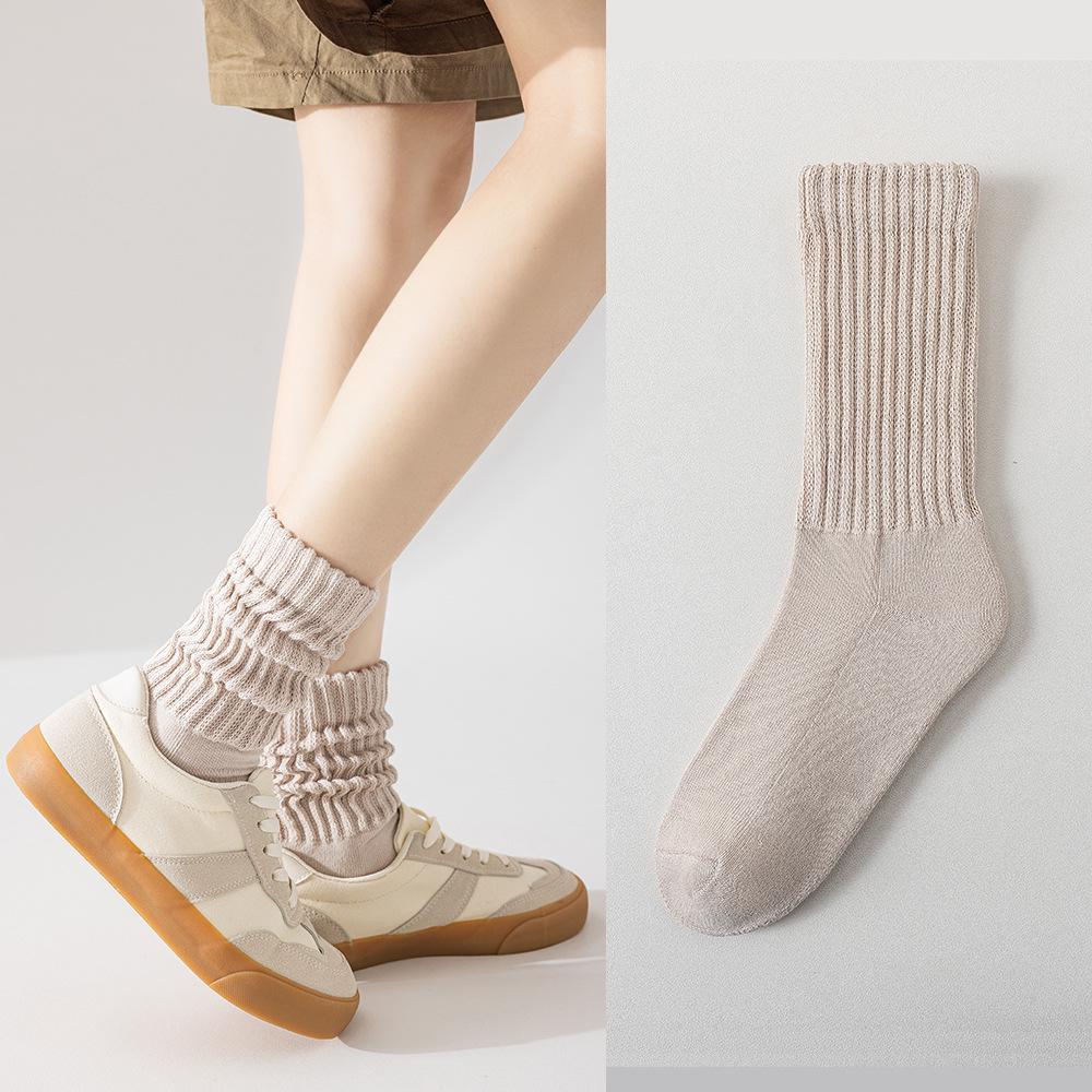 Calzini a Tubo Medio Ami Khaki Retro in Cotone - Stile Unisex Autunno/Inverno