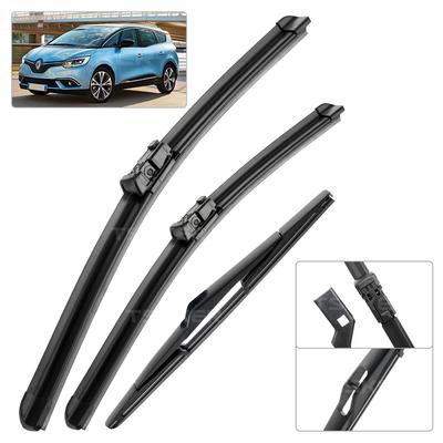 Přední a zadní stěrače pro Renault Scenic 4 2016-2018 2017 Stěrky Sklo čelní sklo Sklo Okna 30"+26"+9"