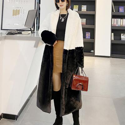 Palton de blană artificială, în două nuanțe, pentru femei, fleece de coral, pardesiu pufos, pufos, largi, îmbrăcăminte exterioară de iarnă.