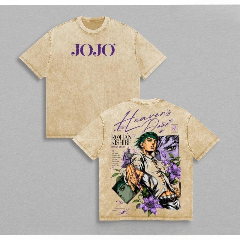 Anime JoJo's Bizarre Adventure Rohan Kishibe Graphic T Shirt Men Women Oversized Tshirt Washed Cotton Tee Harajuku Male T-shirt