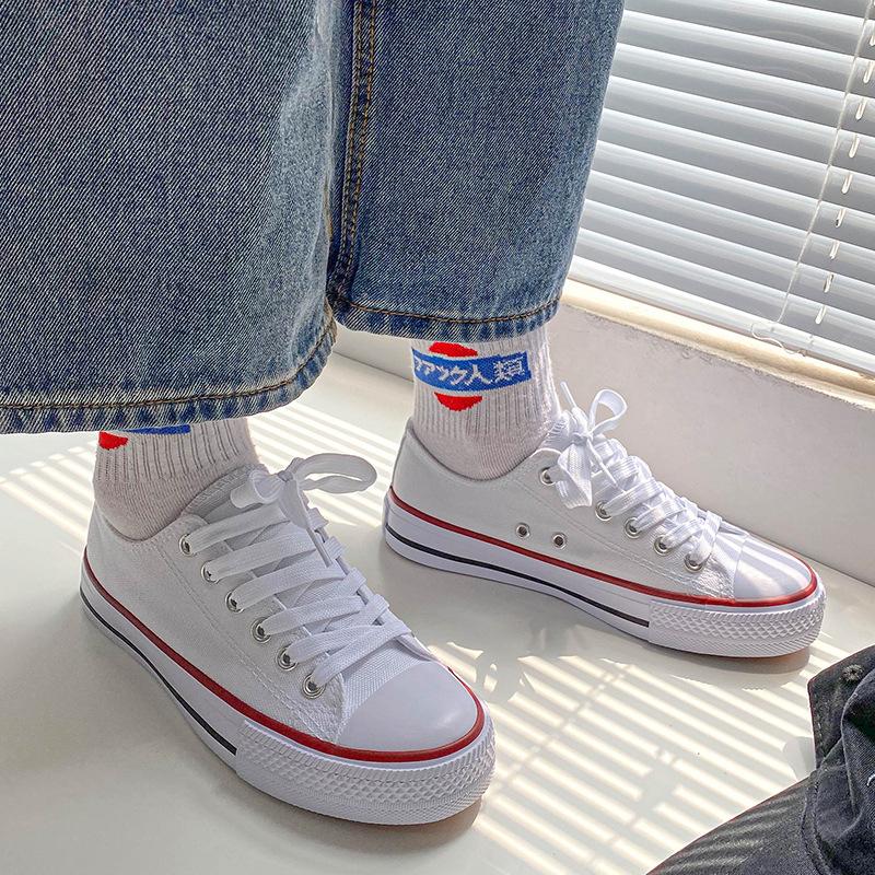 New canvas shoes female student white shoes Korean version women's shoes couple low-top flat men's shoes casual board shoes