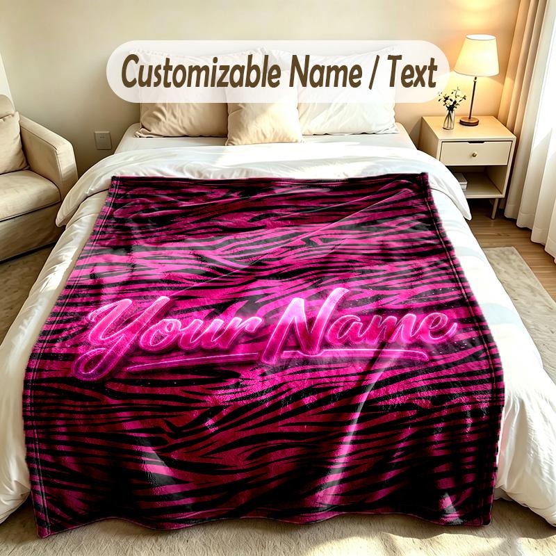 Neon-Thema Individuelle Decke Personalisierter Name & Text Maßgeschneiderte Weiche Warme Überwurfdecke Heimdekoration