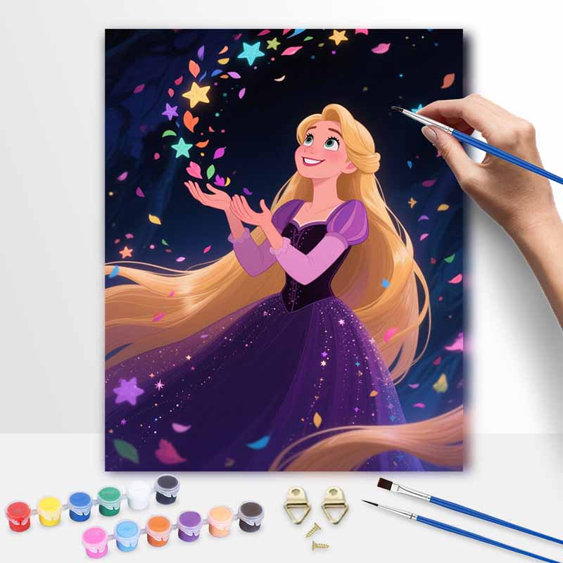 Disney Rapunzel oil painting hand painting coloring painting handmade diy home decoration gift 20x30cm
