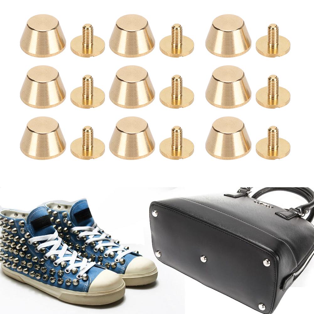 10Pcs Feet Nailhead Purse Handbag Luggage Flat Stud Rivet 12mm Brass Material Leather Craft