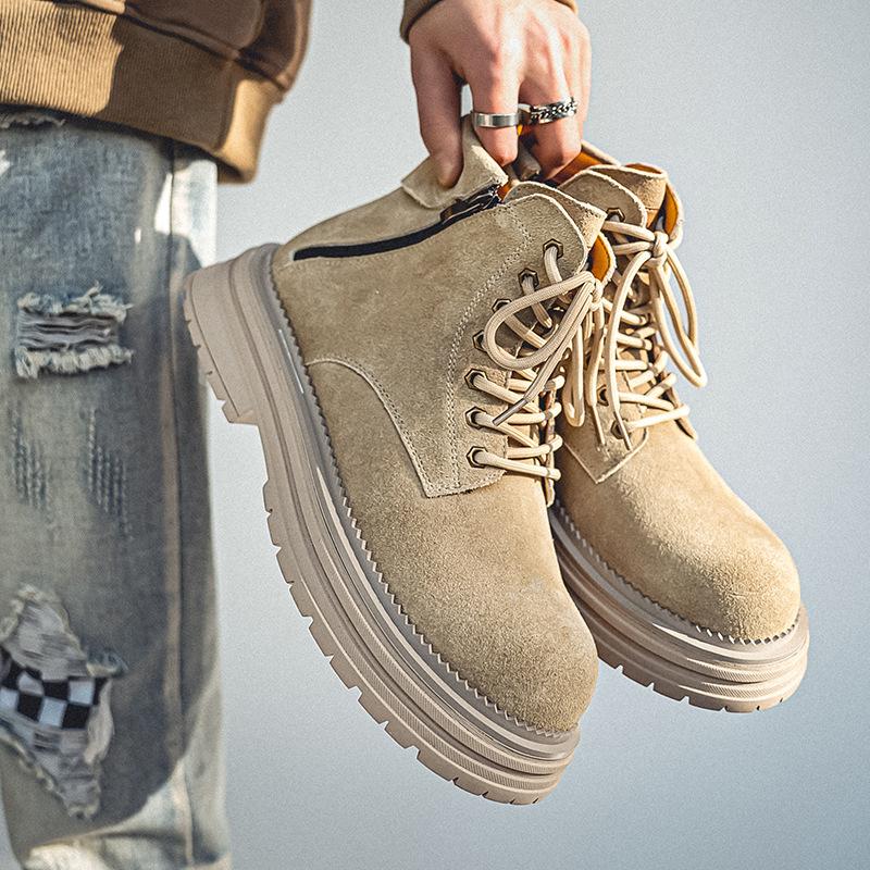 Martin boots British style leather shoes Desert high-top locomotive boots Winter platform tide short boots