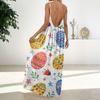 Women's Fashion Backless Spaghetti Strap Casual Loose-Fit Easter Print Dress