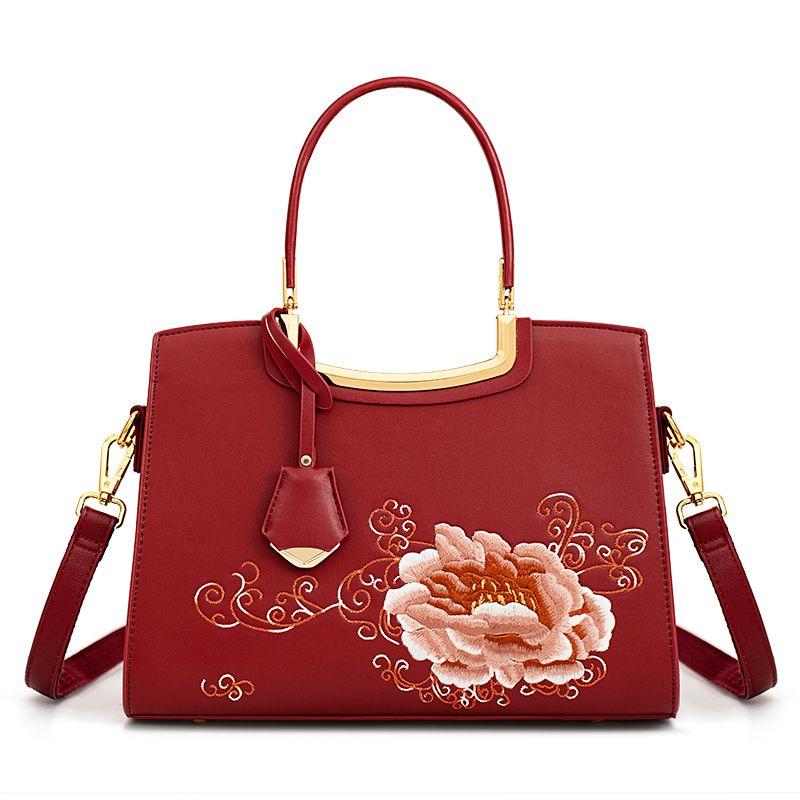 

Red Bridal Handbag Elegant Gifts for Moms Embroider Red