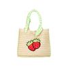 Handwoven Straw Tote Bag with Embroidered Fish Pattern and Wrapped Handles Suitable for Casual Everyday Use and Beach Outings