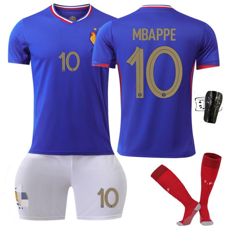 Mens Cycling Jerseys French Team Home Mbappe 10 Football Shirt Set Sports