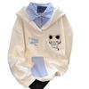 Mädchen Kapuzen-Sweatshirt im zweiteiligen Look für Frühling & Herbst - Trendiges Teenager-Oberteil