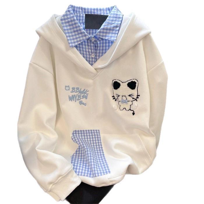Mädchen Kapuzen-Sweatshirt im zweiteiligen Look für Frühling & Herbst - Trendiges Teenager-Oberteil
