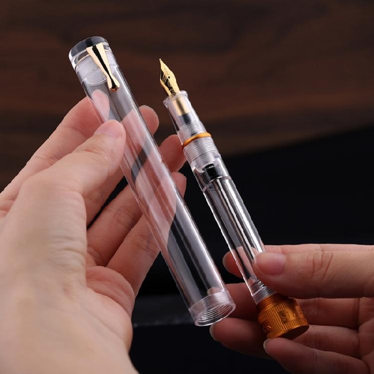 Office Study Fountain Pen Vacuum Filling Clear Ink View Body Stainless Steel Nib Option for Smooth Efficient Writing