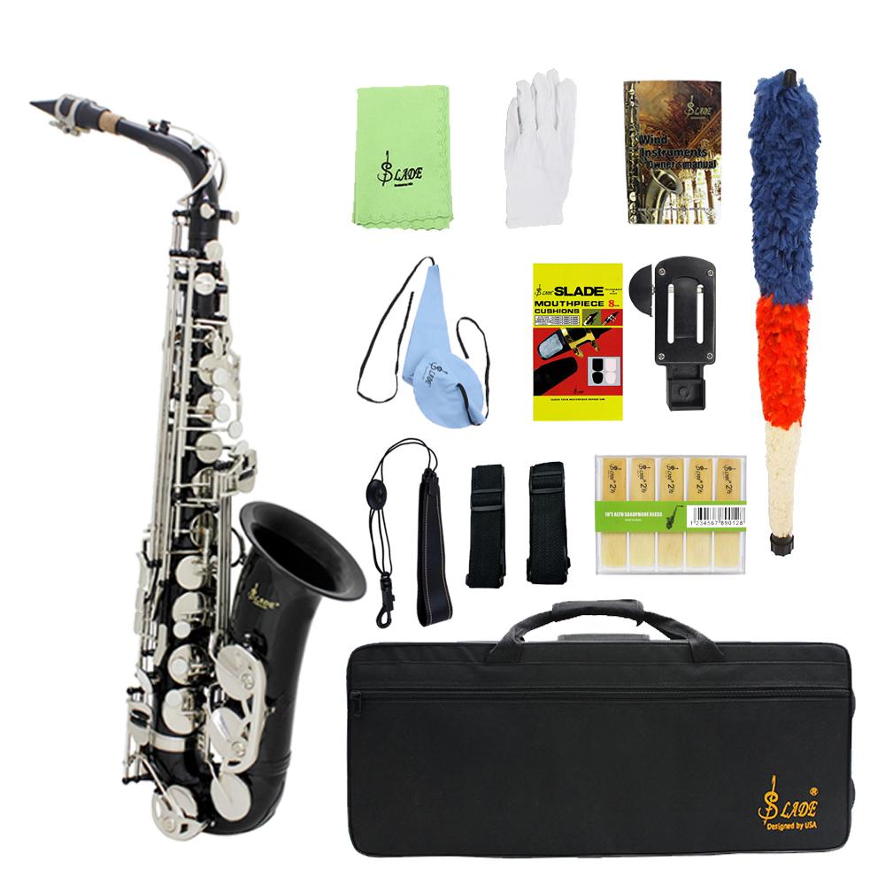 SLADE Eb Alto Saxophone Brass Body Saxophone Set Professional Woodwind Instruments With Case Reed Kit Sax for Beginner