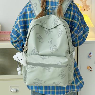 Niche Butterfly Printed Backpack Women's 2025 New Versatile Junior High School Student Casual Schoolbag