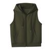 Women's Solid Color Plus Size Fashionable Hooded Drawstring Pocket Vest Top Jacket