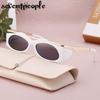 Y2K Punk Small Frame Oval Women Sunglasses  Luxury Brand Design Trendy Vintage Square Goggles Sun Glasses For Ladies Eyewear