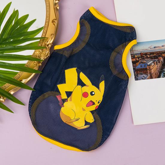 Yousheng Pet Vest Cartoon Pattern Wear Resistant Polyester Ultra-Thin Puppy Kitty Print Mesh Vest Apparel Pet Supplies