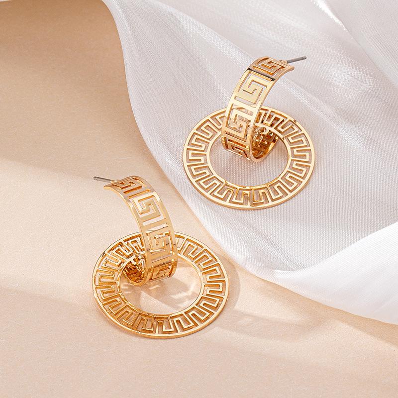 6Pcs Geometric Back Collar Bracelet Earrings Ring Arm Bracelet Women's Jewelry Fashion Set