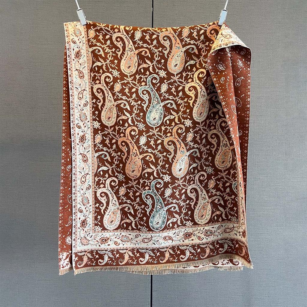 Autumn and Winter Cashmere Feel Scarf Women's Cashew Flower Fashion Large Shawl Windproof Thickened Warm Imitation Cashmere Scarf