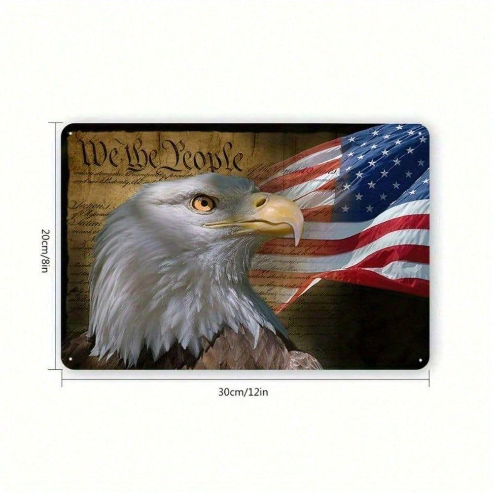 Metal Poster Eagle USA Flag Patriotic Wall Art Office Gift 20x30 cm
