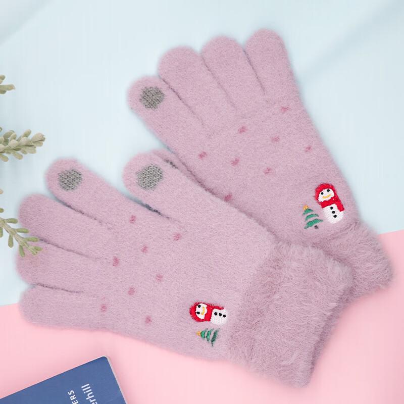 

LCsanyp Women s Snowman Thick Knit Touchscreen Gloves