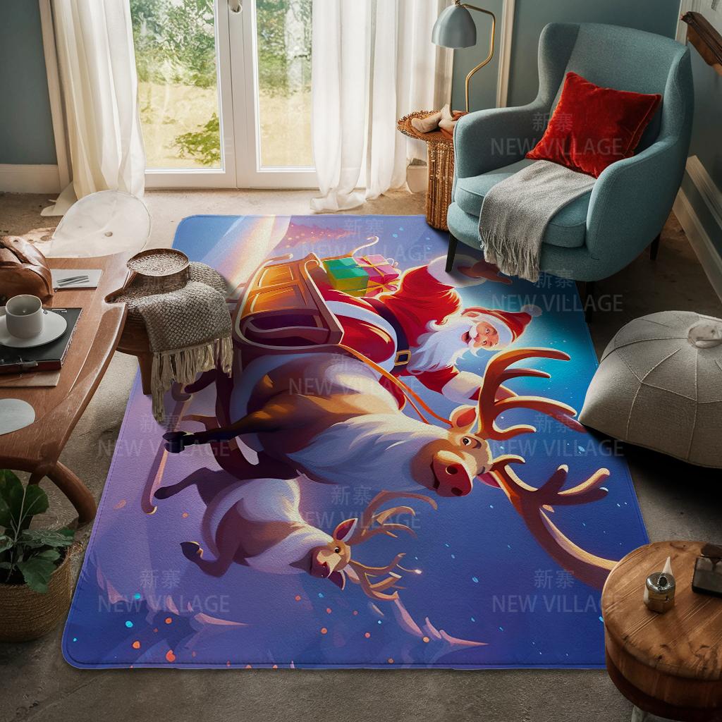 House Entrance Carpet Home Door Mat Living Room Bath Foot Bathroom Non-slip Water Absorption Rugs Bath Merry Christmas Winter