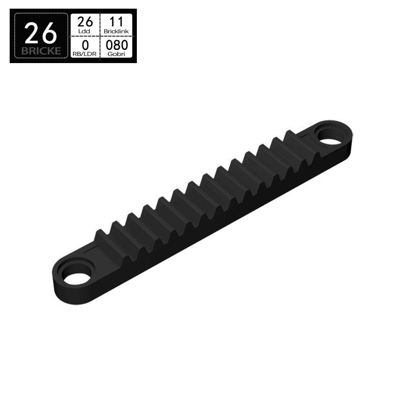 

BRICKE 1x8 Gear Rack with Holes - Compatible with LEGO 6630, Ideal for Educational DIY Projects. 38 pcs чёрный