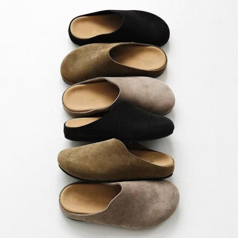 Fashion New Women Slippers Closed Toe Round Toe Clogs Sandals Autumn New Solid Retro Slippers Flat Slip on Shoes 2025 Trend Slides Women