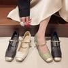 Summer wear with skirt fashion Mary Jane high heels retro thick heel light mouth single shoes