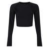 Womens/Ladies Bodycon Raglan Long-Sleeved Training Crop Top