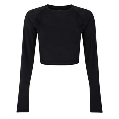 Womens/Ladies Bodycon Raglan Long-Sleeved Training Crop Top