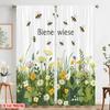 2 Stück 2D-Flachdruck Fensterbehandlung Vorhänge Bienenwiese Blumen Bienen Polyester Ohne Strom 0 für Alle Anlässe