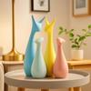 Home Decor Lucky Deer Familie Statue Klavierlack Keramik Figuren - (4er-Set, Mehrfarbig)