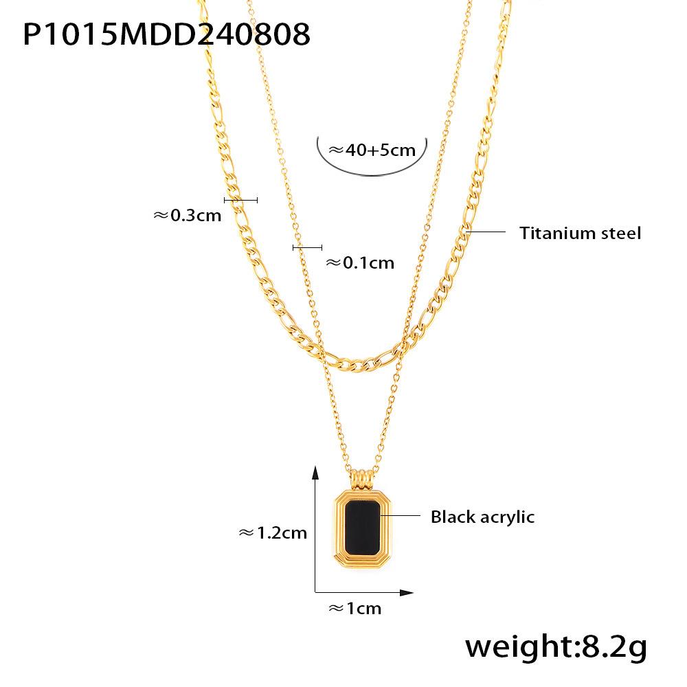 

Подвеска из акрила с квадратной геометрией ветра, двухслойное ожерелье из титановой стали, не выцветает