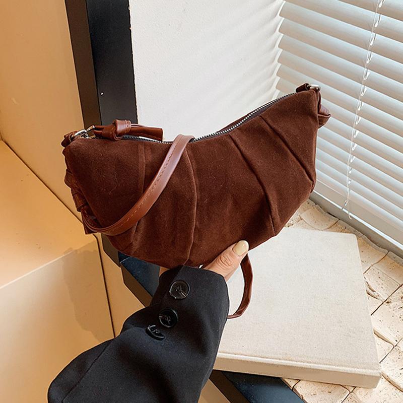 

SCIONE Fashion Niche Underarm Bag Retro Stitching Matte Handbag 2025 New Horn-shaped Versatile Bag Slung Jiaozi Bag кавовий
