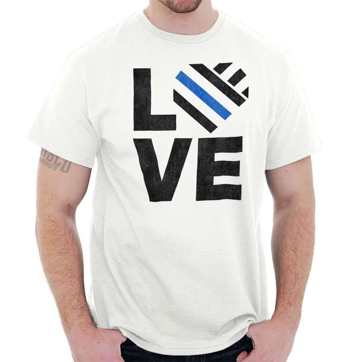 Love Police Officer Cop Heart Thin Blue Line Womens or Mens Crewneck T Shirt Tee XXXL