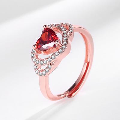Leichter, luxuriöser, rosévergoldeter High-End-Diamantring, modischer und einfach zu öffnender, verstellbarer Ring, Love-Zirkon-Ring.