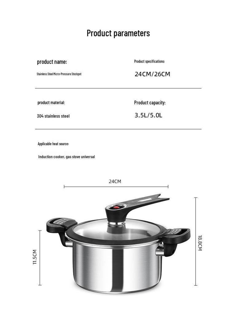 Xiyijia 304 Multi-Functional Double-Handle Large Capacity Pressure Cooker