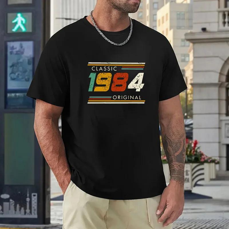 2024 New Mens Tshirt Novelty Awesome Vintage Classic 1984 Original TShirt Streetwear Cotton Summer Style Tshirt Men Tees