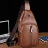 Head Layer Cowhide Men's Chest Soft Leather Crossbody Bag, Genuine Leather Chest Bag, Outdoor Leisure Large Capacity Tablet Shoulder Phone Bag
