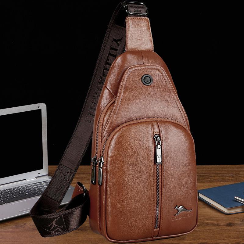 

Head Layer Cowhide Men s Chest Soft Leather Crossbody Bag, Genuine Leather Chest Bag, Outdoor Leisure Large Capacity Tablet Shoulder Phone Bag