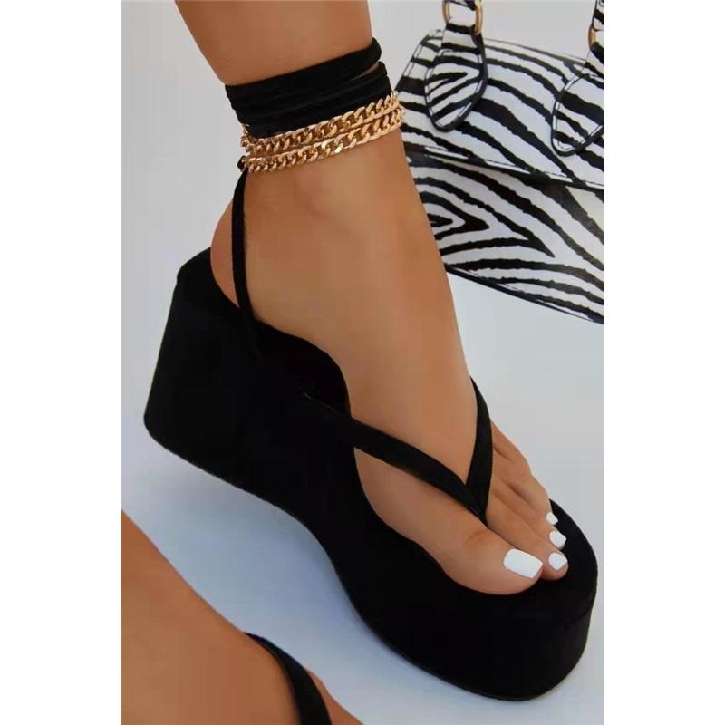 Женские повседневные сандалии с ремешками на толстой подошве 36 чёрный 1698₽
